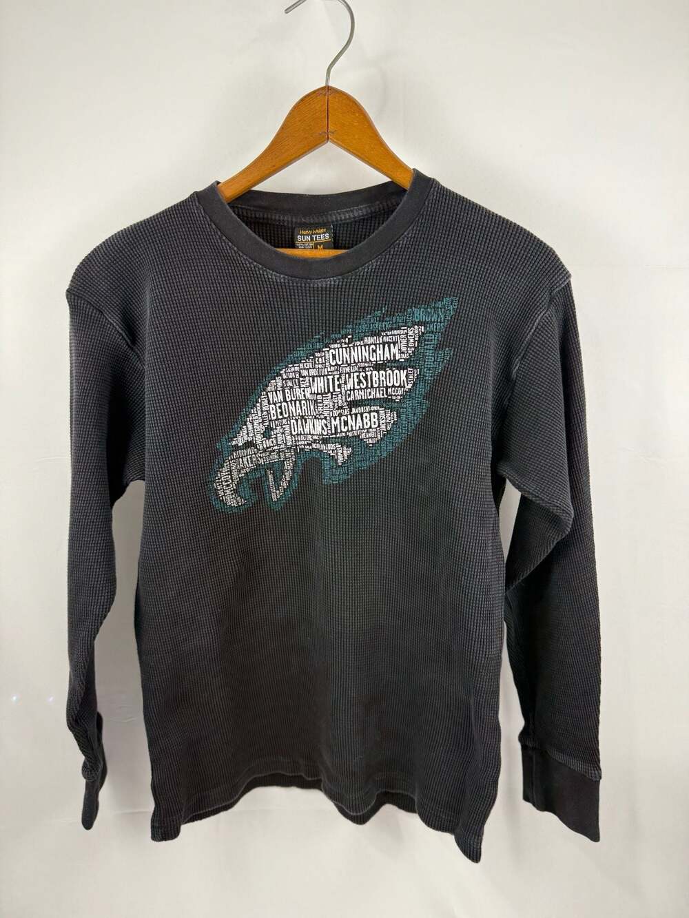 Vintage Sun Tees Philadelphia Eagles All-Time Greats Players Logo Waffle Knit Th